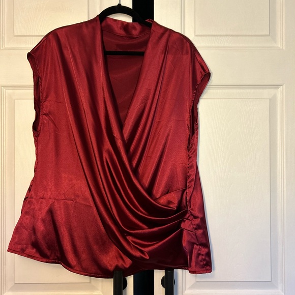 Custom made satiny red blouse - Picture 1 of 8